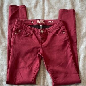 Celebrity Pink maroon low rise skinny jean size 1